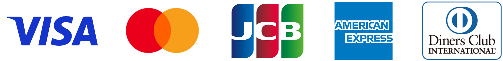 ご利用可能なクレジットカード：VISA、Mastercard、JCB、American Express、Diners Club
